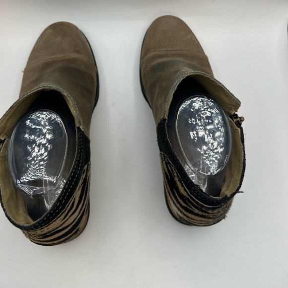 Sorel Major Low Ankle Boots Booties Shoes Womens SZ 7.5 Beige Suede Fur Leather - Picture 10 of 11